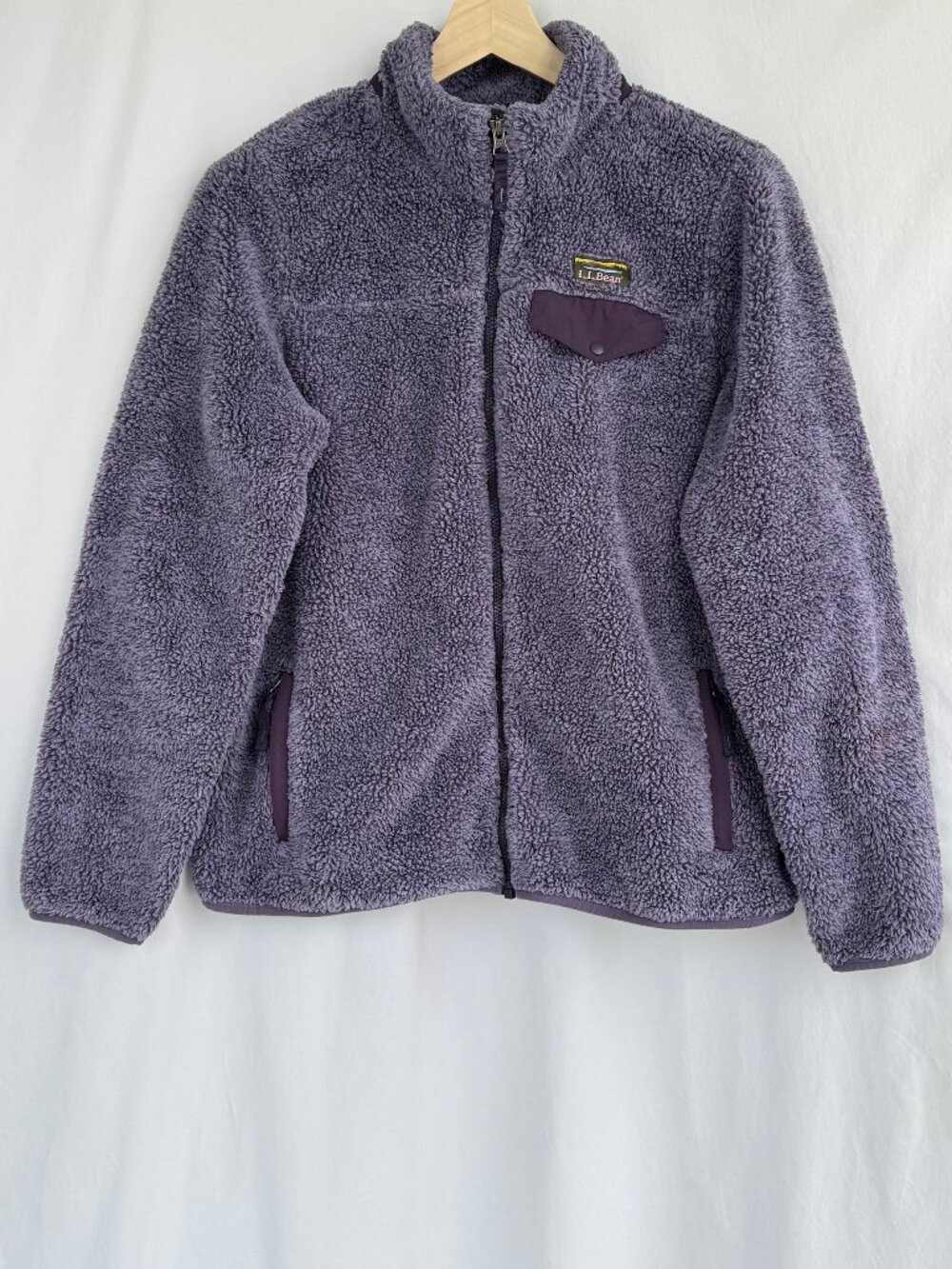 L.L.Bean Hi-Pile Sherpa Fleece Jacket Women L Purple Full Zip Gorpcore